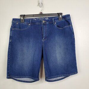 Chrisopher & Banks Dark Wash With Fading Modern Fit Denim Jean Shorts Size 16